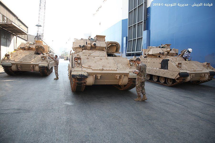 Lebanese Army received the fourth batch of the BRADLEY armored combat vehicles at Beirut Port as part of the US military assistance program for the Lebanese Army