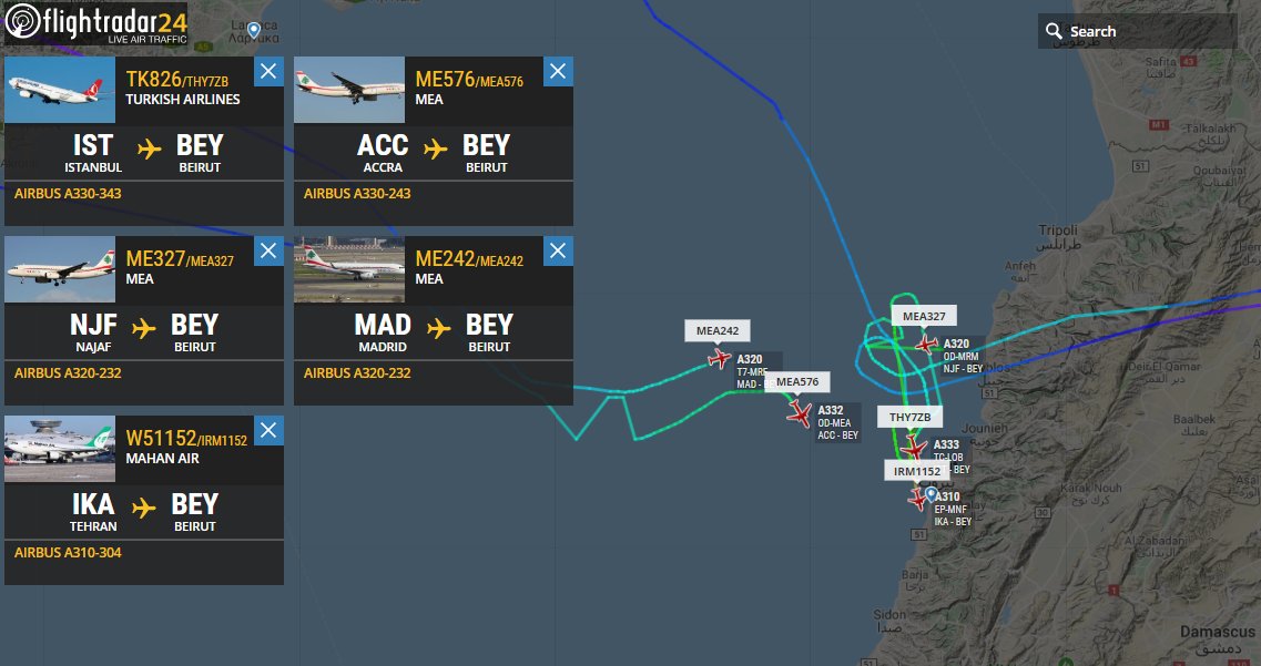 Several flights near Beirut airport