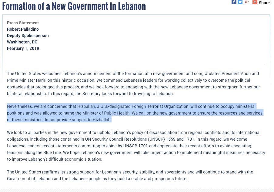 .@StateDept: U.S. Secretary of State @SecPompeo will travel to Lebanon.   
