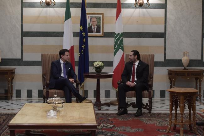 Italy's PM Giuseppe Conte is   in Lebanon, where he has met PM Saad Hariri.   