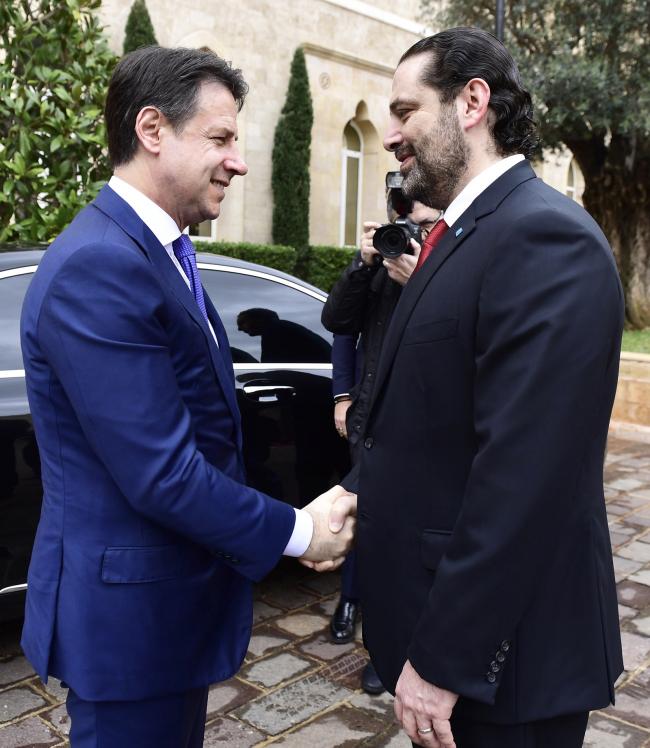 Italy's PM Giuseppe Conte is   in Lebanon, where he has met PM Saad Hariri.   