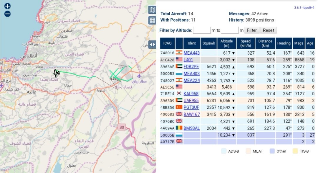 Lebanese Air Force Cessna 208B Grand Caravan N2126P as L401 in ISR mission between Beqaa and Beirut