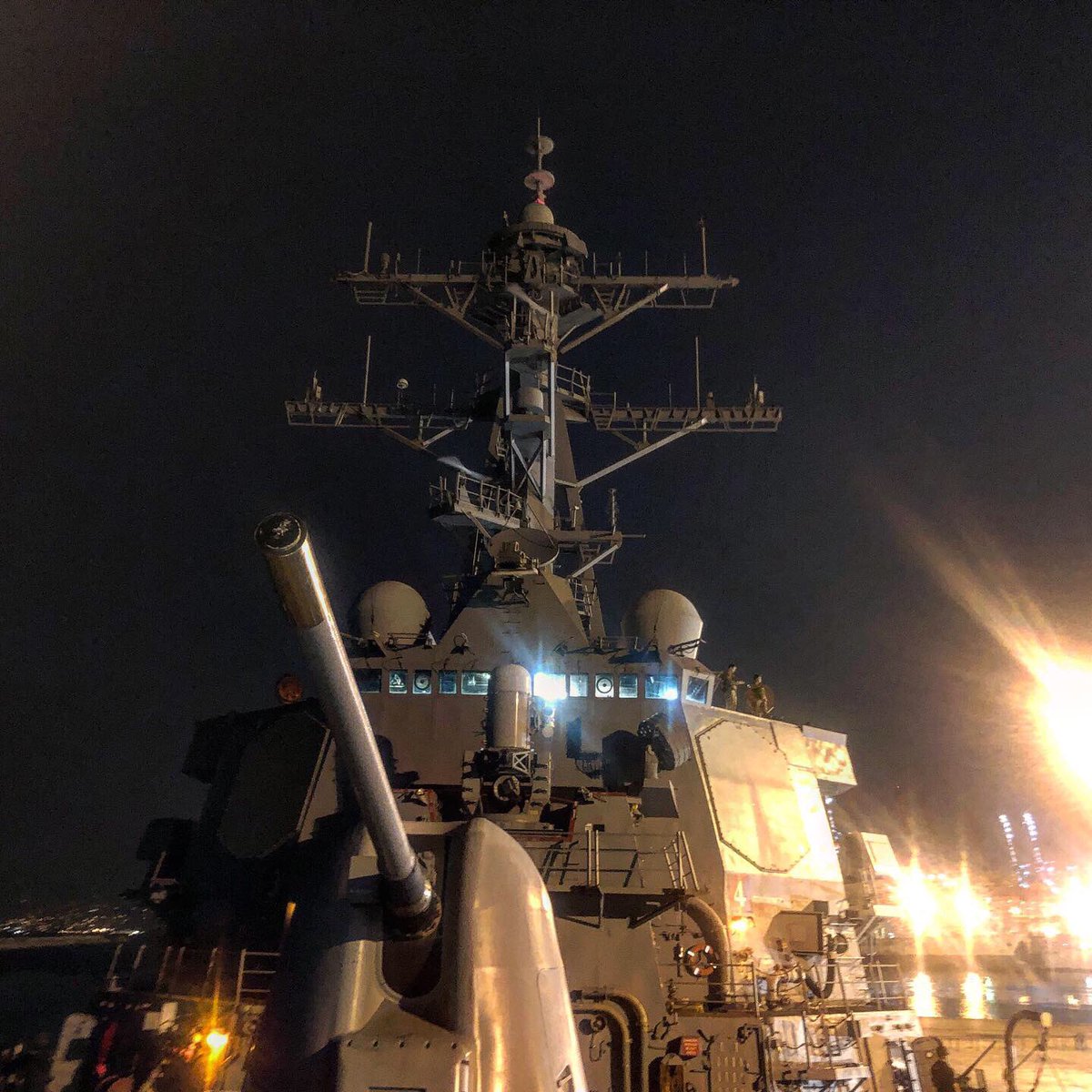 On board the USS Ramage in Beirut last night. First US warship to dock here in nearly 40 years. 