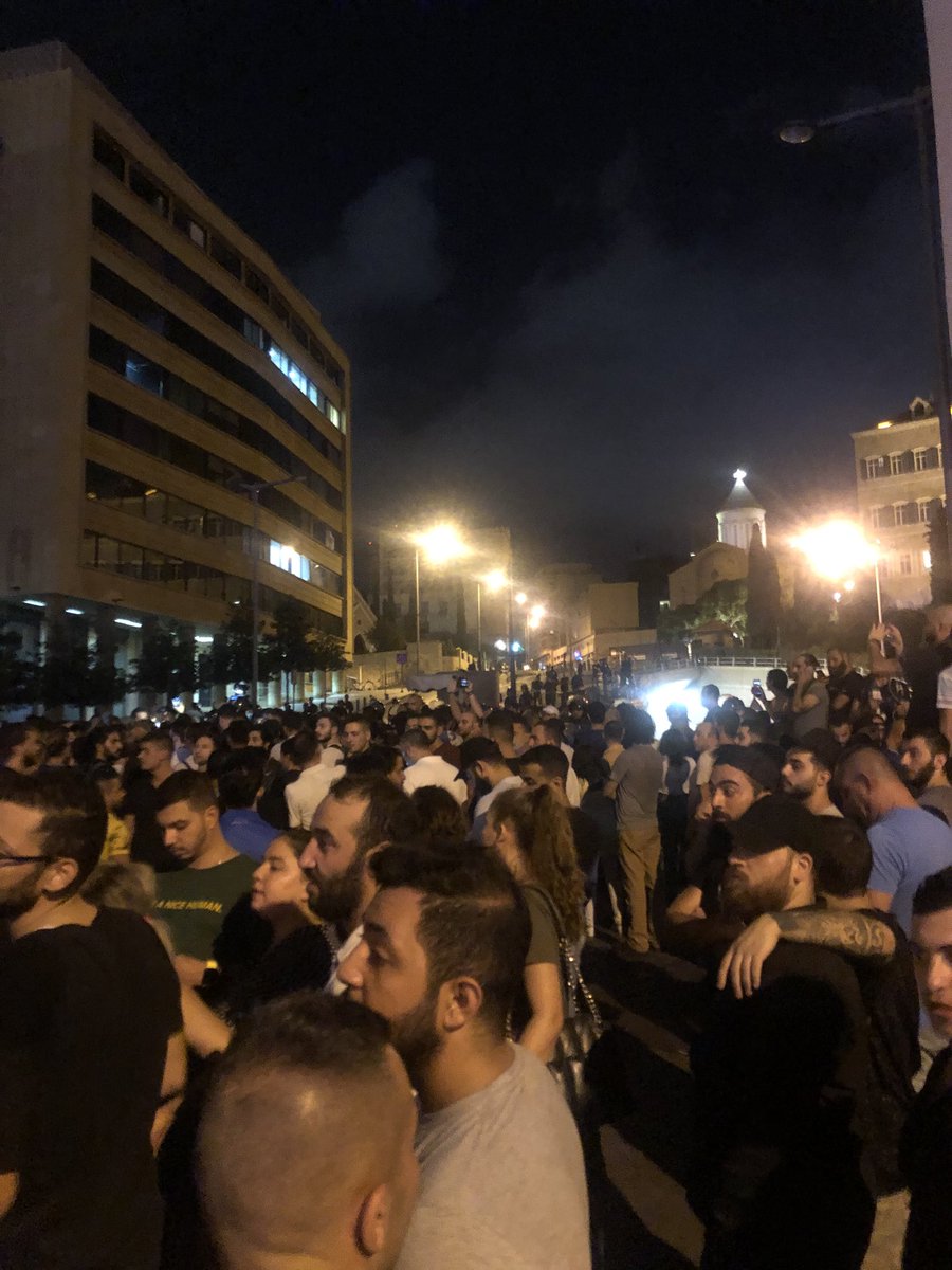 All down, we mean all , down with the regime protests in Lebanon in front of the Serail