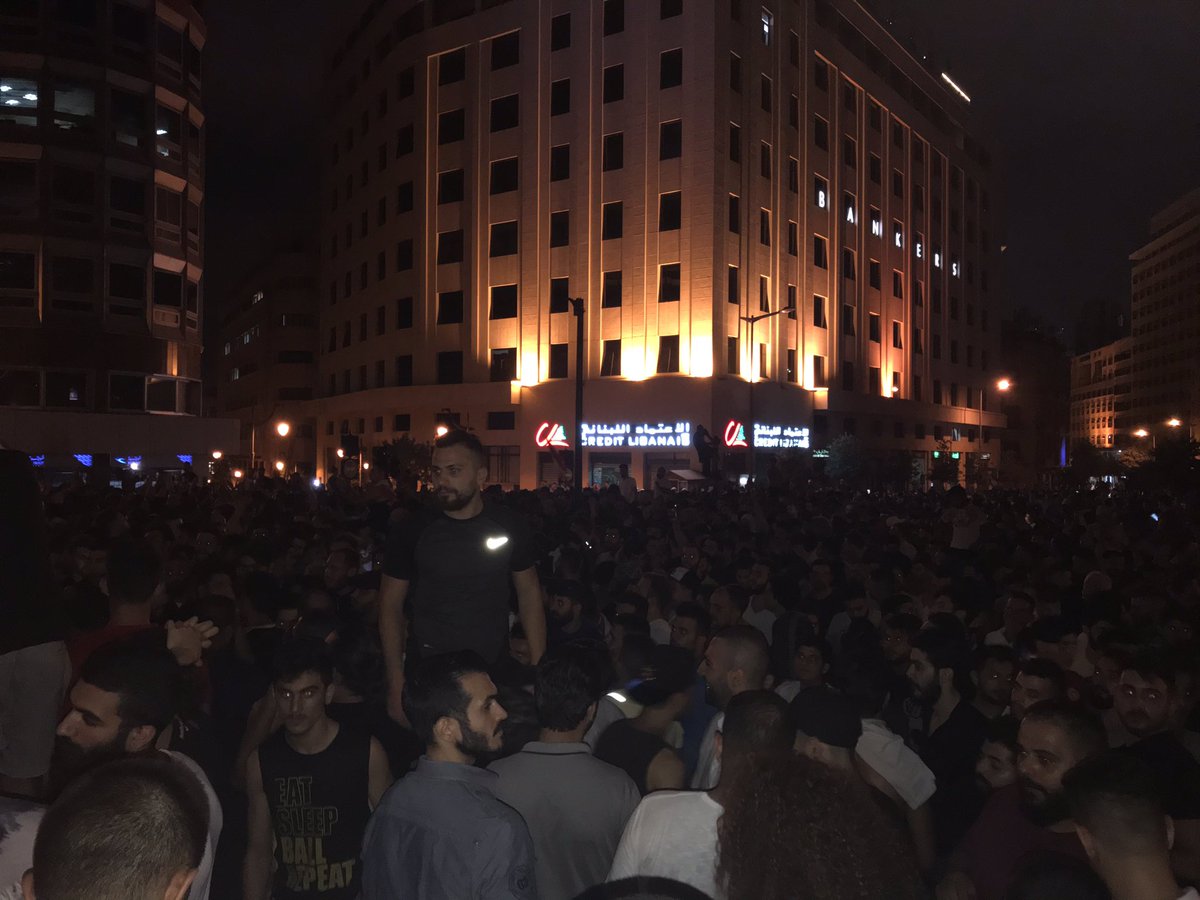 Road Solh Square, thousands protesting against Lebanese government economic policies