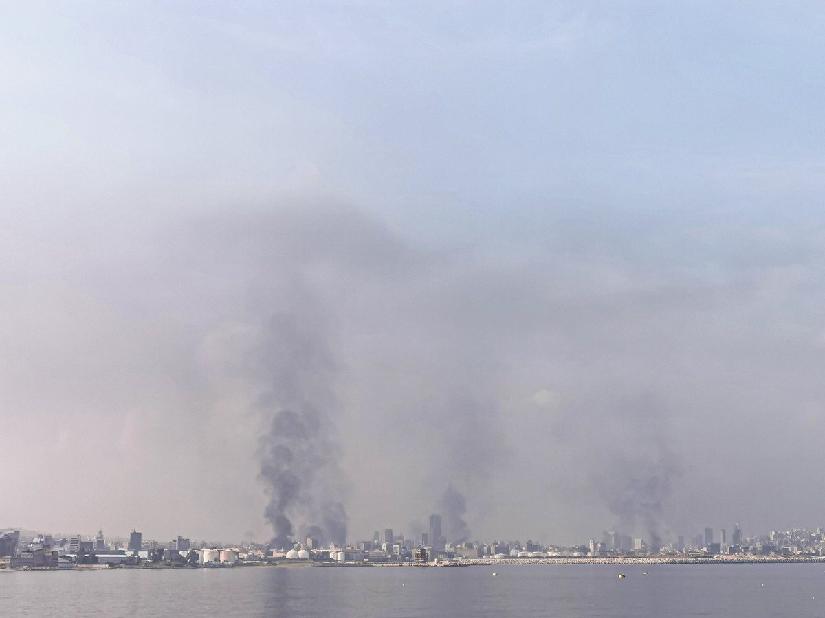 Smoke over Beirut this morning