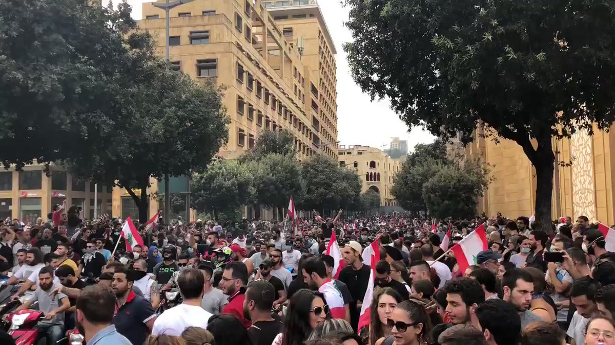 Beirut: There must be well over 10,000 people here and probably much more. There are calls to head to the presidential palace.   