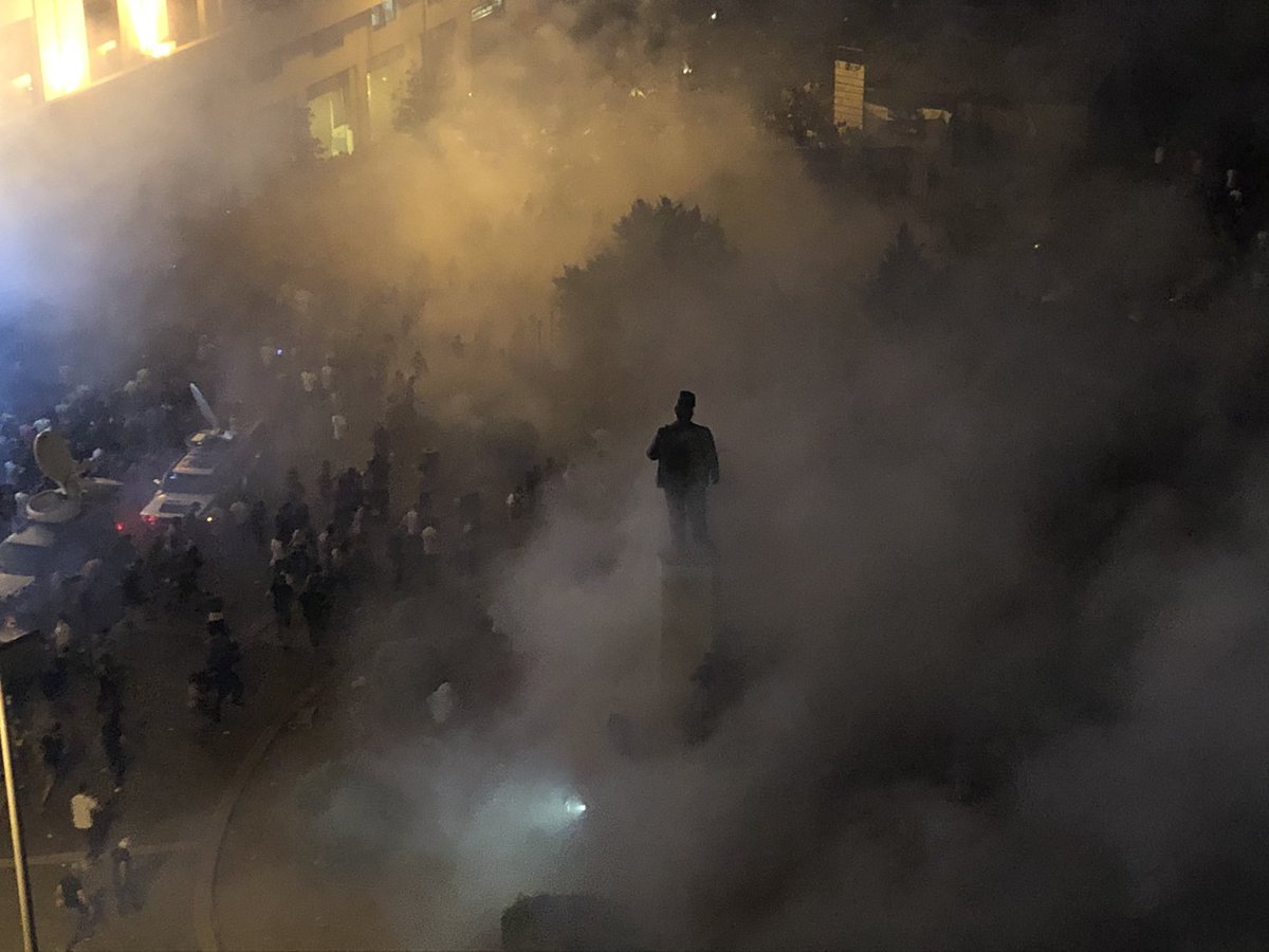 Riyadh Al-Solh enveloped in clouds of tear gas. Lebanon
