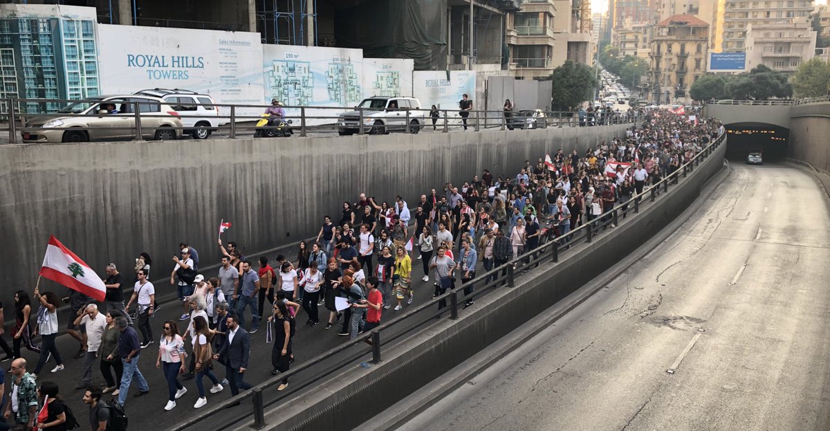 Protesters taking the streets of Beirut