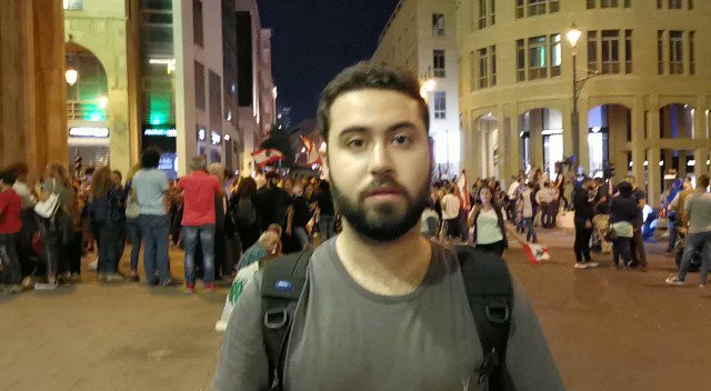 6:50pm - Protesters block the road between Beirut Souks and Martyrs Square, chanting in front of Nejmeh Square leading up to the Lebanese Parliamentary building 