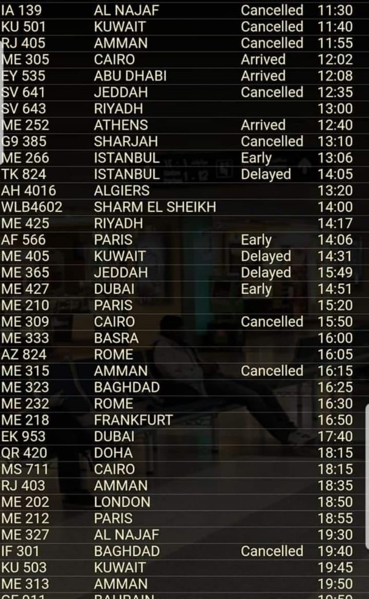 Many flights have been cancelled at Beirut airport