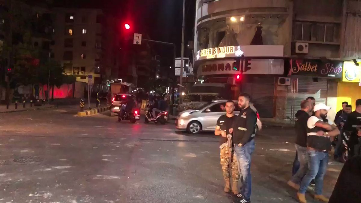The scene of clashes between Hezbollah/Amal supporters and residents of Ain al-Remmaneh (many of whom support the Lebanese Forces) earlier tonight  