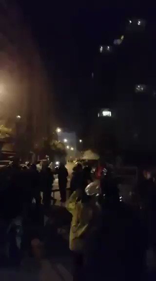 The men've moved away from Azariyeh & back up under the Ring. Lots of tear gas fired at them, fireworks & stones lobbed at policemen in riot gear. They remain on the street despite call from Hezbollah & Amal leadership to leave. Video from a camper in Martyrs Square.