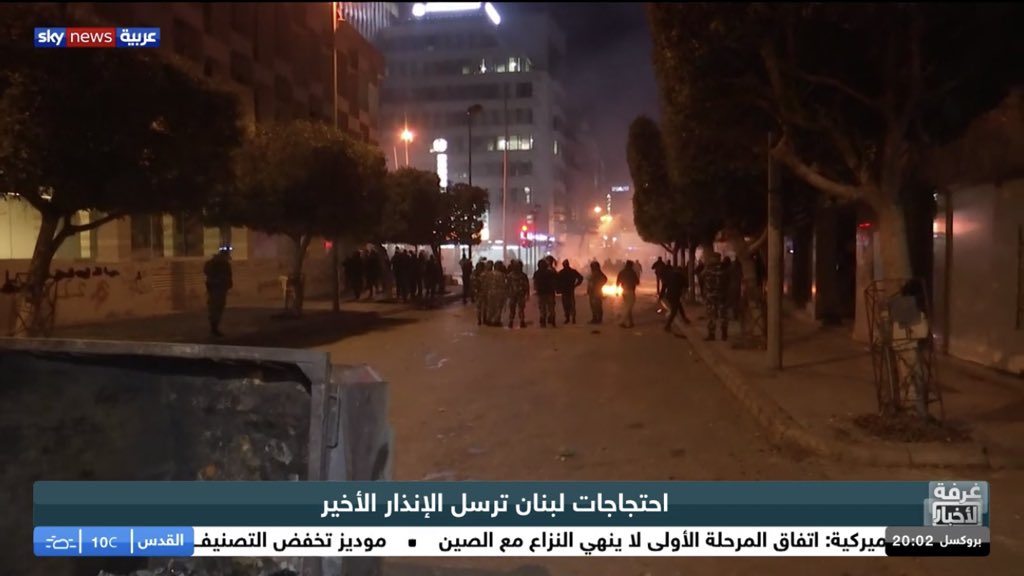 Hamra street in Beirut. Continuing confrontations between riot police and protesters, 