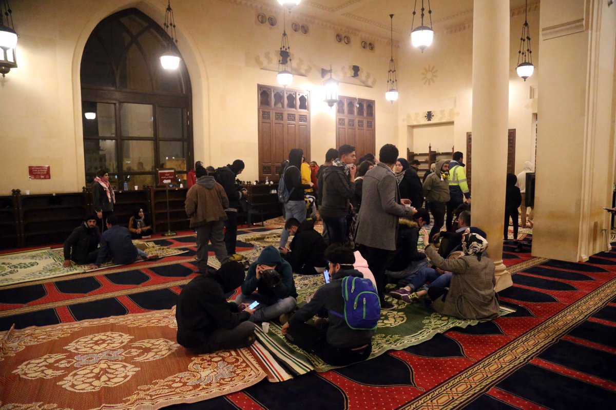 Lebanon: Day 94 of the Revolution. Protesters clashed with Riot police outside Parliament entrances Beirut. Police fired tear gas grenades at Mohamad Al-Amin Mosque and beat protesters hiding inside the mosque despite calls from the Imam not to attack.