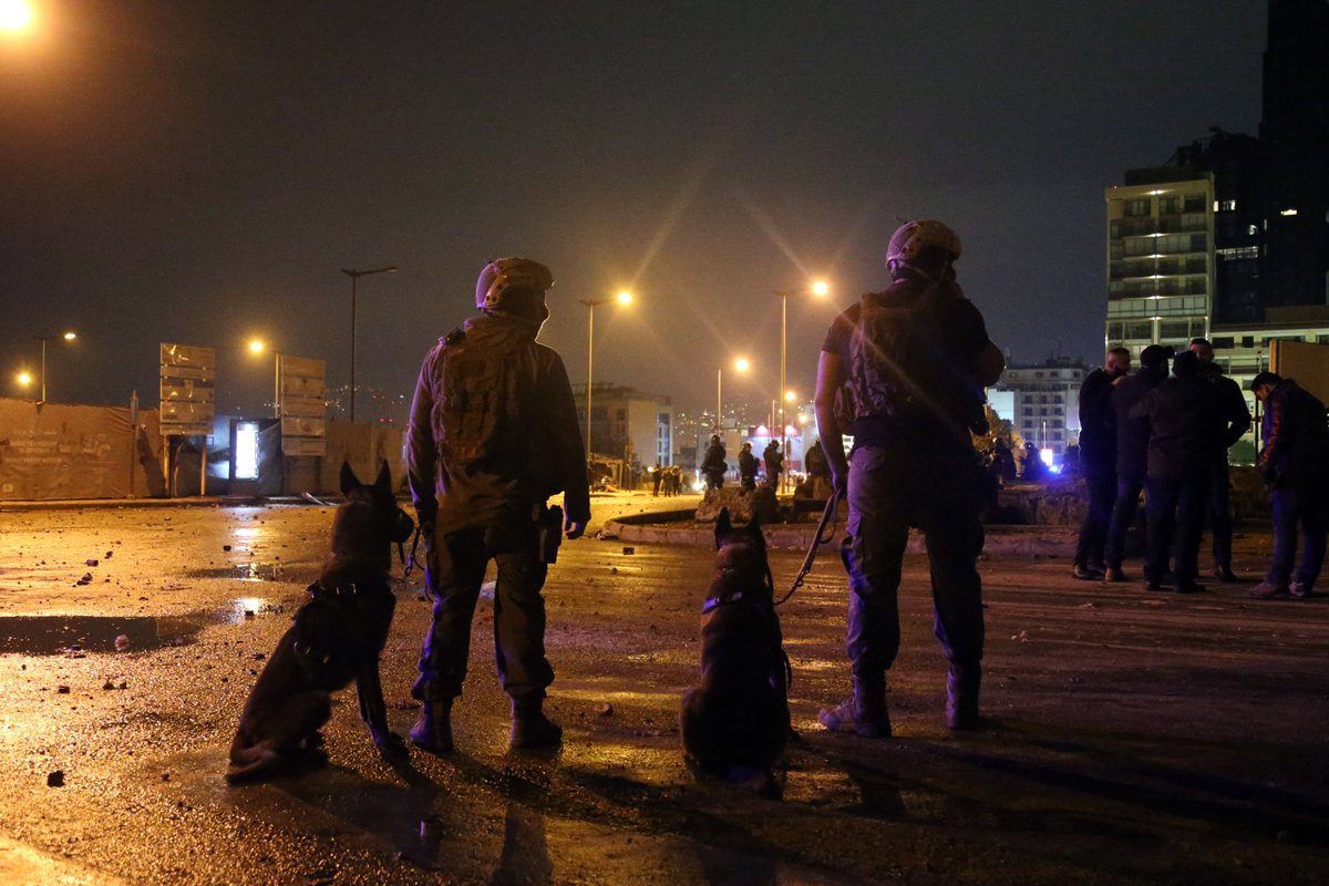 Lebanon: Day 94 of the Revolution. Protesters clashed with Riot police outside Parliament entrances Beirut. Police fired tear gas grenades at Mohamad Al-Amin Mosque and beat protesters hiding inside the mosque despite calls from the Imam not to attack.