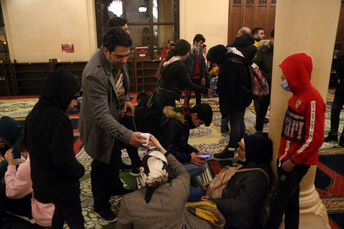Lebanon: Day 94 of the Revolution. Protesters clashed with Riot police outside Parliament entrances Beirut. Police fired tear gas grenades at Mohamad Al-Amin Mosque and beat protesters hiding inside the mosque despite calls from the Imam not to attack.