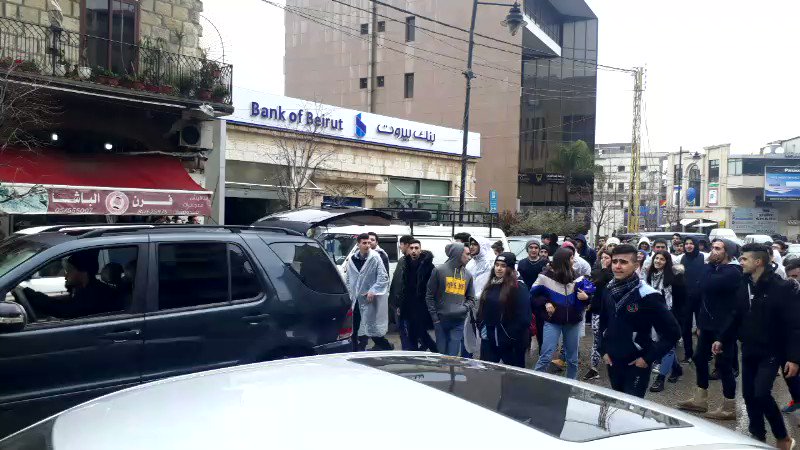A number of protests across Lebanon today, many including school children skipping class.  