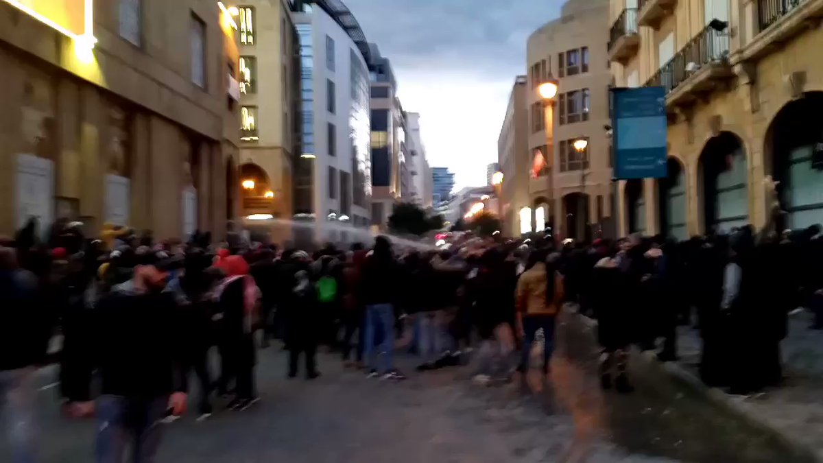Beirut: It's 5pm and riot police outside parliament have continuously been using multiple water cannon against protesters outside parliament for the past 15 minutes.