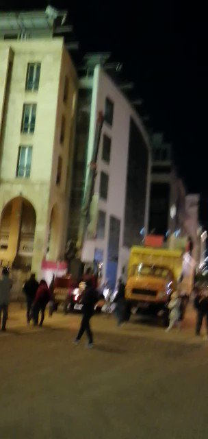 Beirut: Security forces placing concrete barriers around parliament square where confrontations with stone throwing protesters have been taking place 