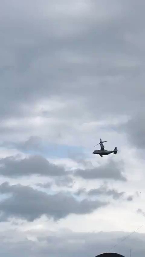 This V-22 Osprey requested permission to land at the US embassy in Beirut to refuel and soon took off. Reports that U.S. citizen Amer al-Fakhouri was evacuated