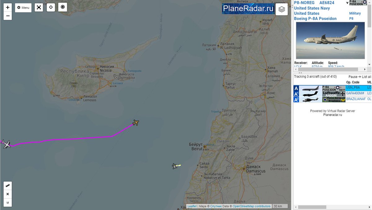 US Navy P8 Poseidon active over Eastern Mediterranean