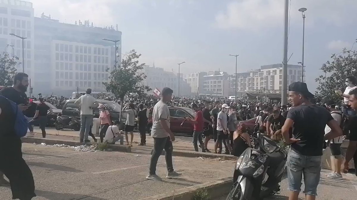 Downtown Beirut is already covered in a cloud of teargas and the protests started 1/2 an hour ago