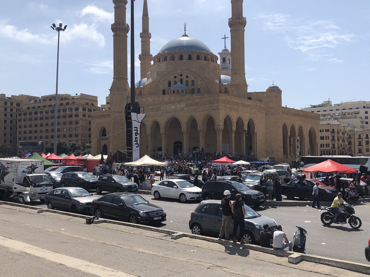 People started to converge on Martyrs square in central Beirut - protest to demand revenge & justice for victims of port blast earlier this week; they want politicians executed