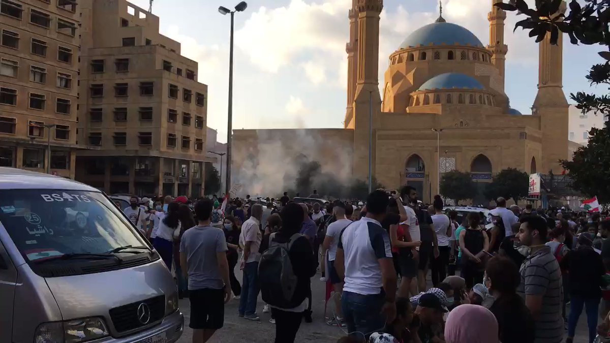 Tear gas thrown at @RedCrossLebanon tents treating wounded