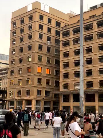 The ministry of economy has been set on fire by protesters in Beirut's Martyrs square. People chanting 'revolution'   video by @kamicut