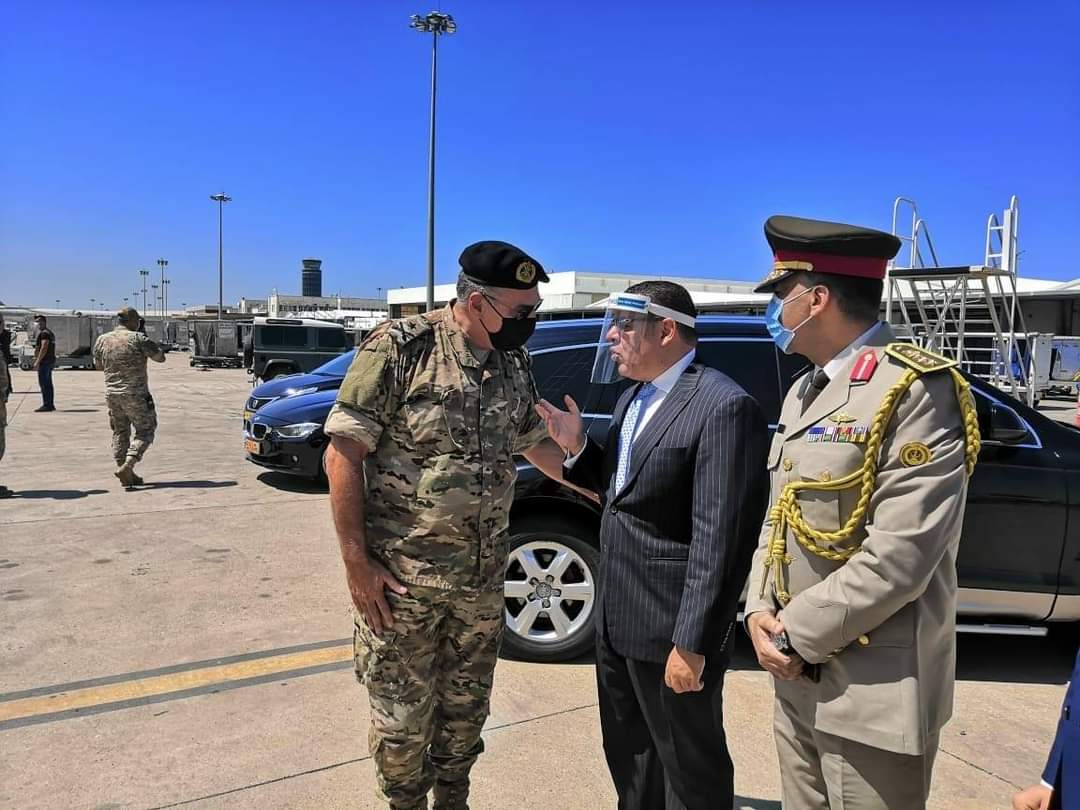 An Egyptian Air Force C-130H tactical military transport plane loaded with 28 tons of food supplies & humanitarian aid to the Lebanese people arrived in Beirut Today