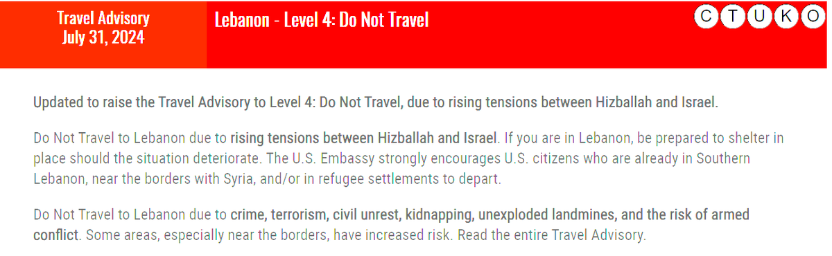 Angesichts der zunehmenden Spannungen in der Region haben mehrere Fluggesellschaften Flüge nach Israel für die nächsten Tage abgesagt. Darüber hinaus haben die USA eine Reisewarnung für den Libanon herausgegeben.