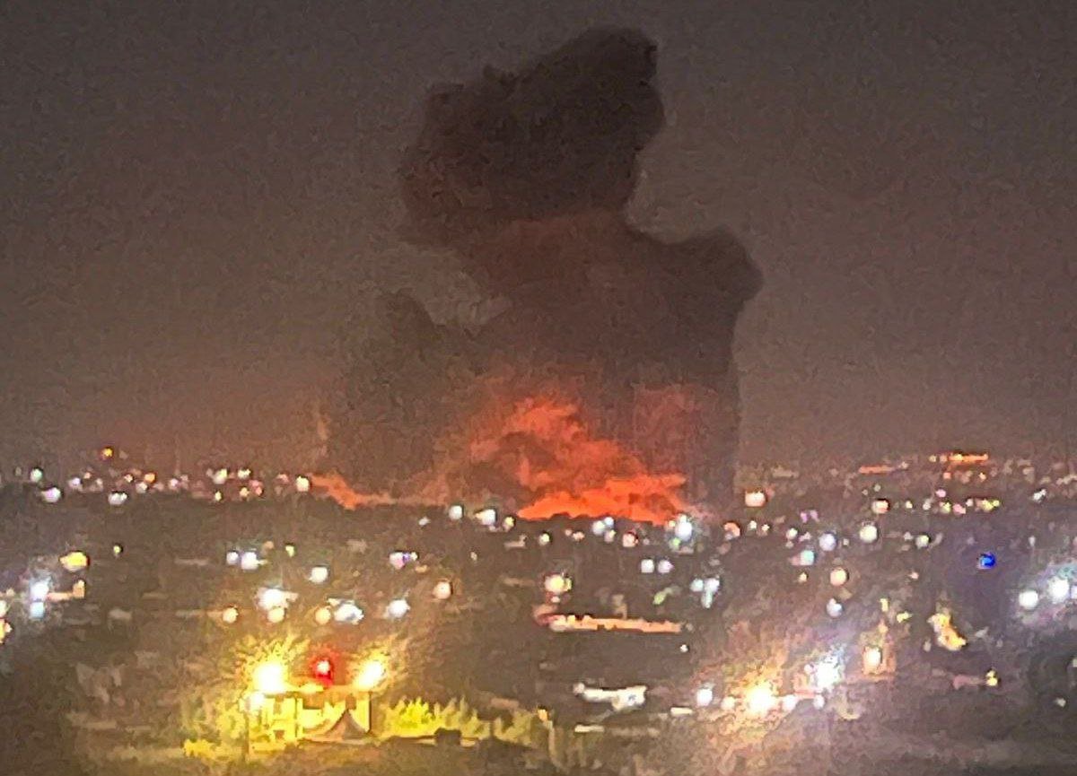 Israeli airstrikes reported in the Beqaa valley, eastern Lebanon. A  fire can be seen