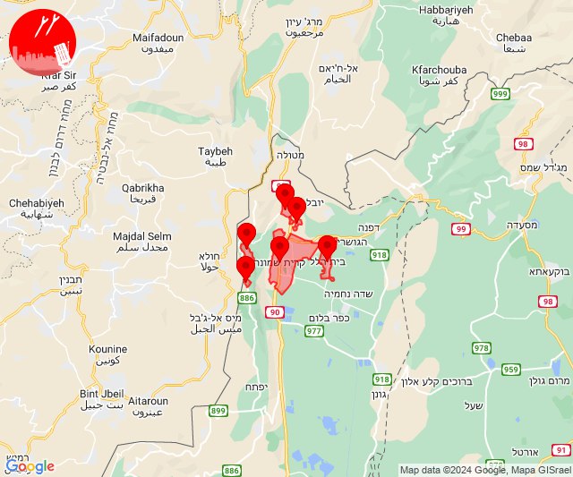 Alertes d'amenaça de míssils a la zona de Kiryat Shmona