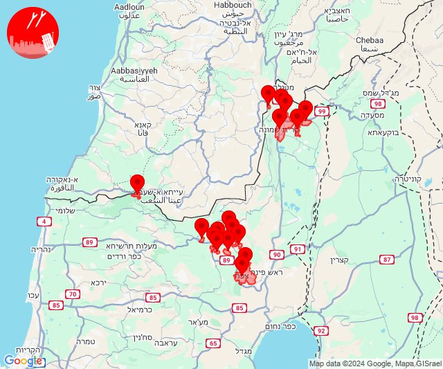 Ataques con cohetes en las zonas de Kiryat Shmona y Safed en el norte de Israel