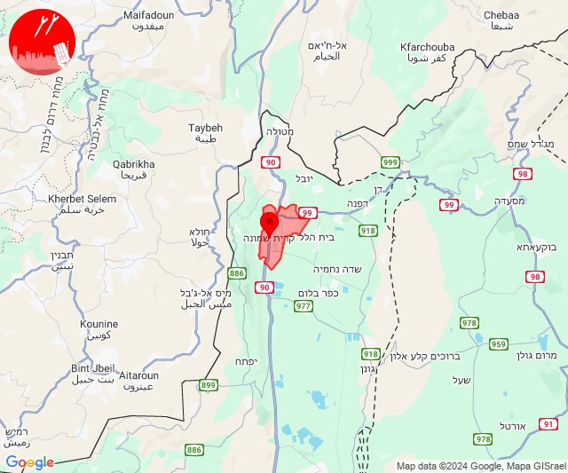 Rocket barrage towards Kiryat Shmona