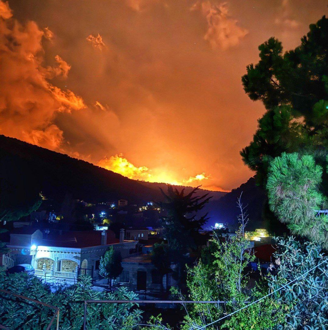 The moment of bombing Jabour Mountains in southern Lebanon