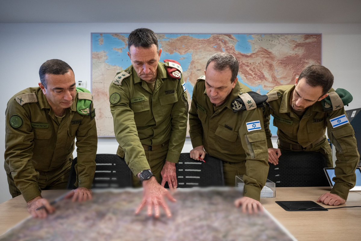 Since this morning, the Israeli Air Force has struck more than 300 Hezbollah targets in Lebanon, the Israeli army says. Alongside the update, the army publishes an image of Chief of Staff Lt. Gen. Herzi Halevi approving the wave of airstrikes from the military's underground command room at the Israeli army HQ in Tel Aviv