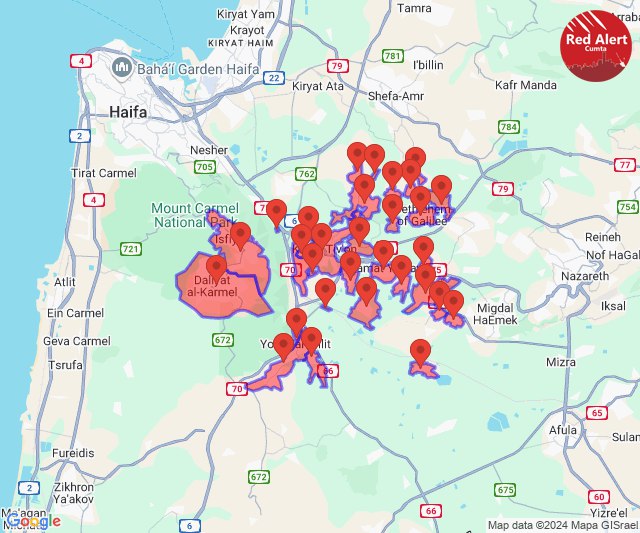 Extra waarschuwingen tussen Haifa en Tel Aviv