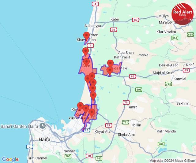 Sirenes voor raketalarm boven de baai van Haifa