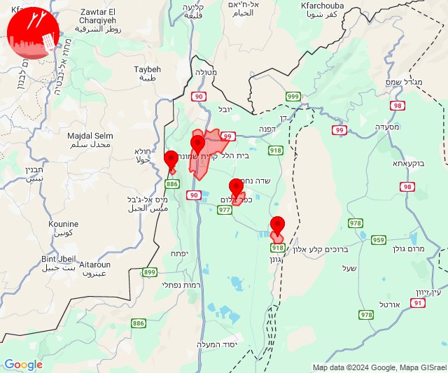 Er werden raketten afgevuurd op het gebied van Kiryat Shmona