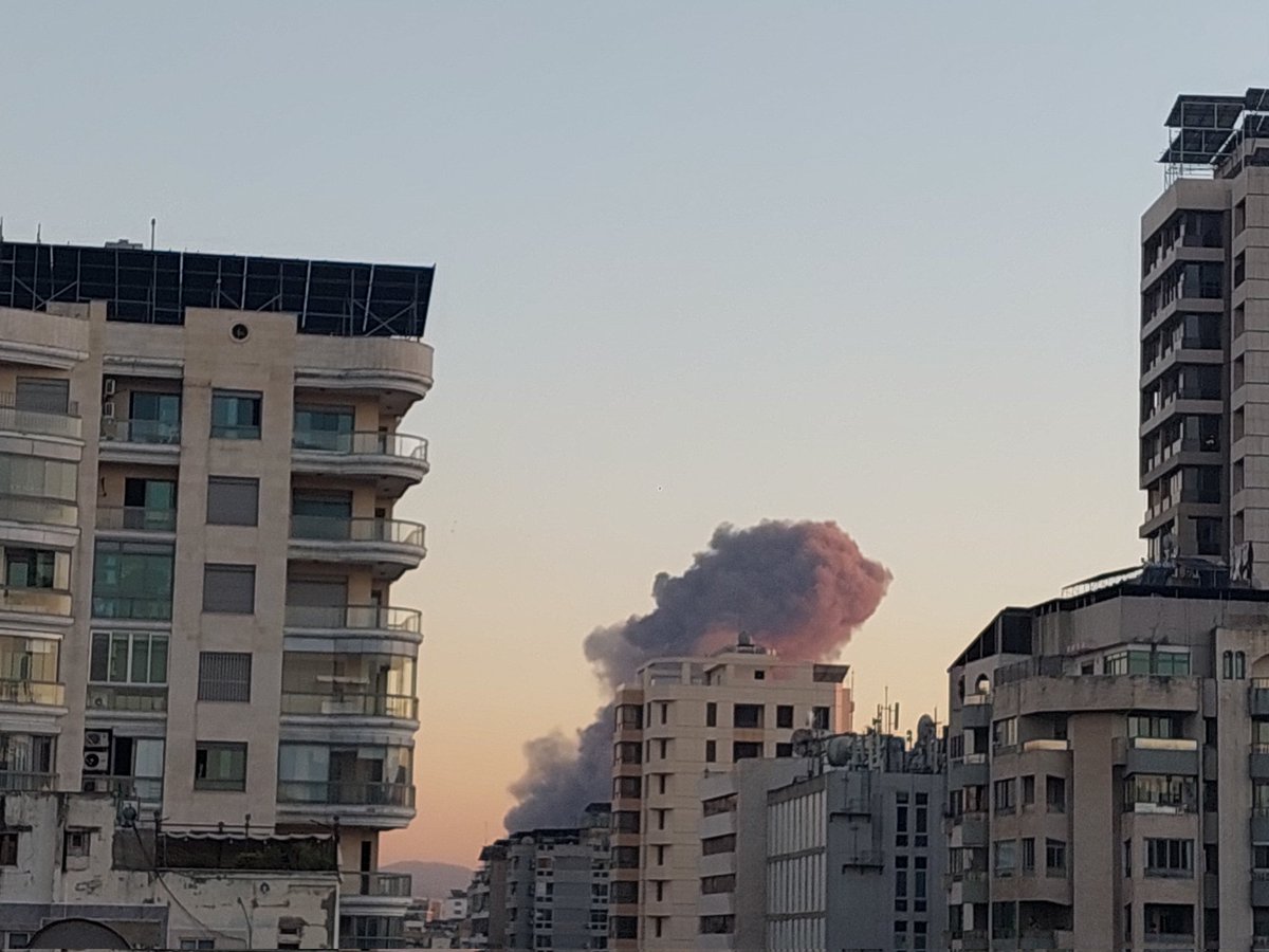 Smoke rises from the Beirut suburb following heavy Israeli air strike