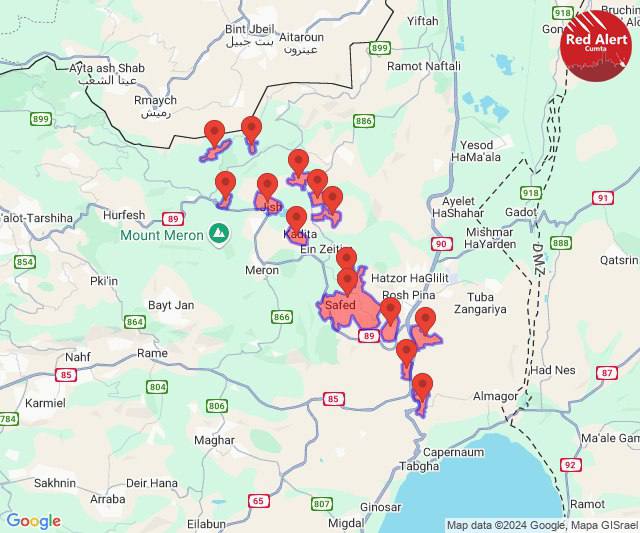 Syreny alarmowe w Tzfat i okolicznych miejscowościach