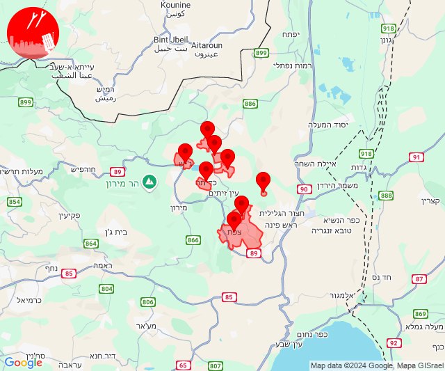 Se disparó una andanada de cohetes hacia Safed