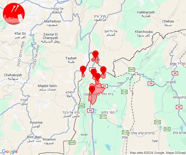 Disparos de cohetes contra Kiryat Shmona