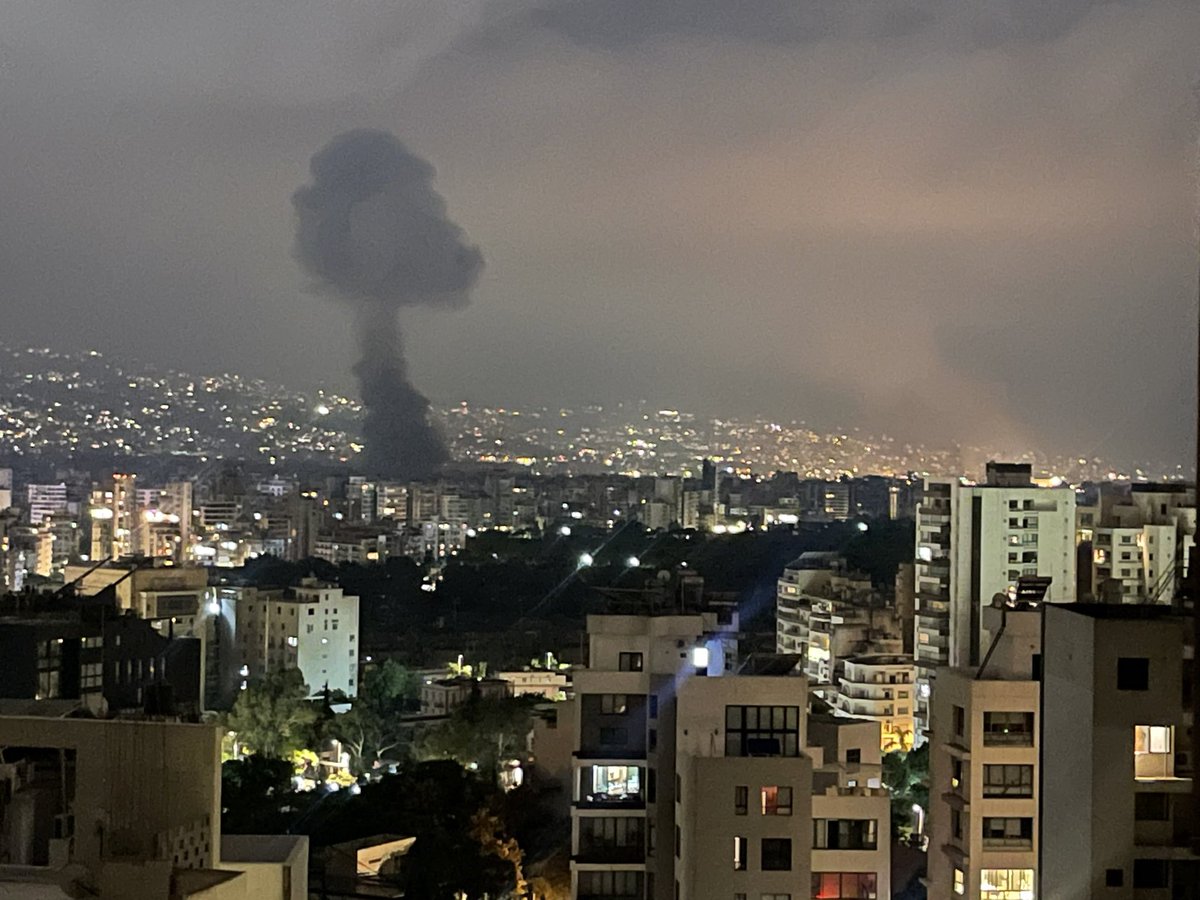 Airstrike in the southern suburb of Beirut right now.  I heard a loud explosion