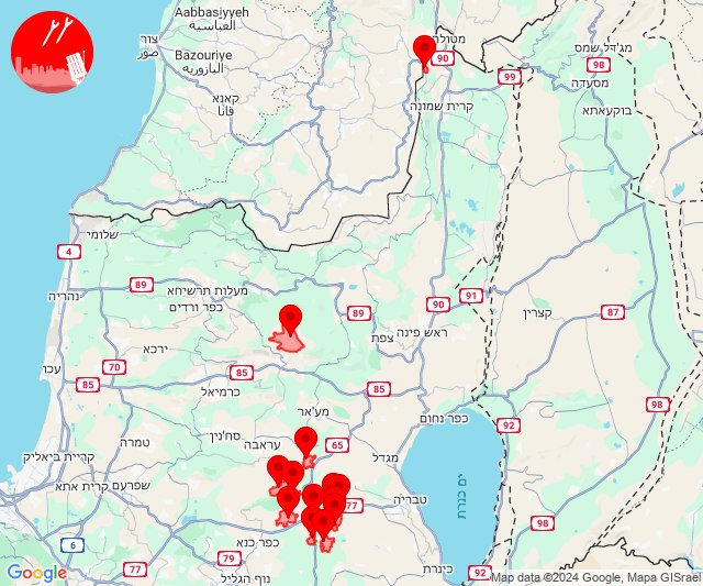 Er werden raketten afgevuurd op gebieden tussen Nazareth en Tiberias