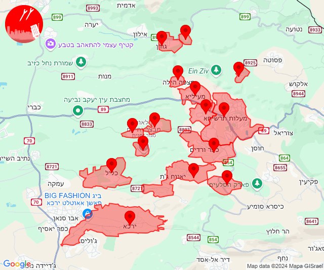 W kierunku Górnej Galilei wystrzelono rakiety