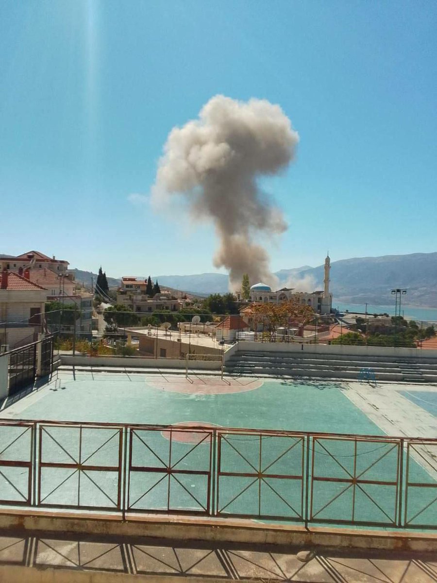 Air raid targets the vicinity of a mosque in the town of Baaloul in the Western Bekaa, eastern Lebanon