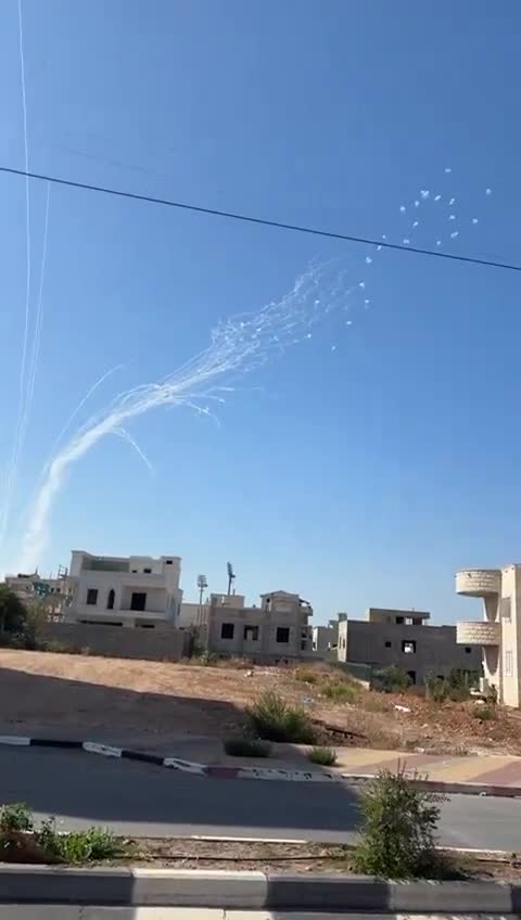 Footage posted to social media shows numerous Iron Dome interceptor missile launches over the Galilee, amid a Hezbollah rocket barrage from Lebanon